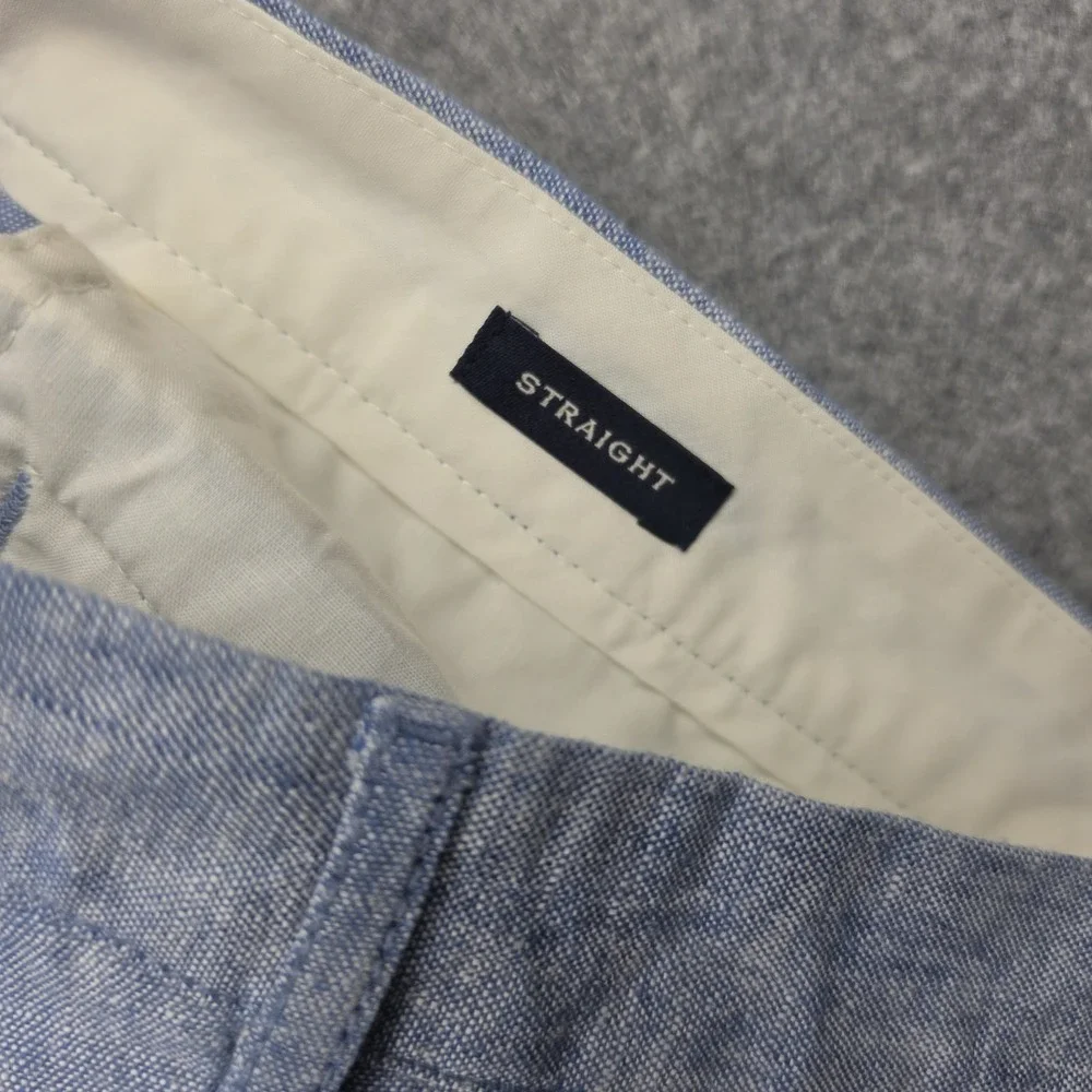 J Crew Pants Mens 34x34 Straight Blue Woven Cotton Linen Dress Pants